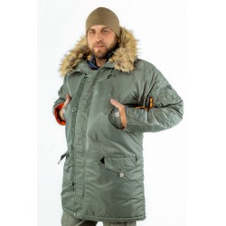 Куртка Аляска HUSKY Long Olive/Orange | Apolloget