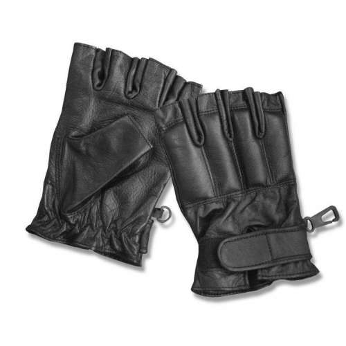 Перчатки тактические кожаные без пальцев DEFENDER Black | Mil-tec фото 1