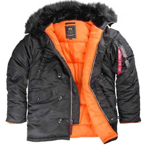 Куртка Alpha Industries N-3B Slim Fit Parka Black/Orange фото 1