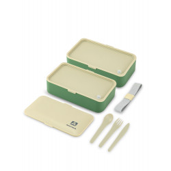 Ланч-бокс с 2 контейнерами на 1.2л 032-1200 Зеленый/Бежевый | Арктика