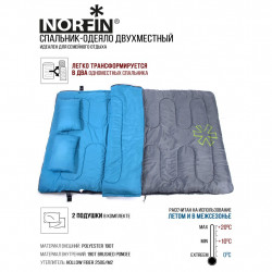 Мешок-одеяло спальный ALPINE COMFORT DOUBLE Grey/Blue NFL-30240 | Norfin