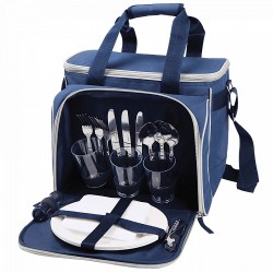 Сумка-холодильник с набором посуды 4100-3 Синяя | Арктика