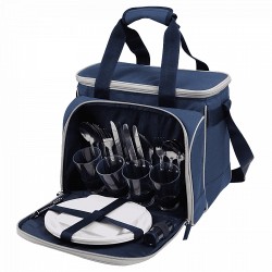 Сумка-холодильник с набором посуды 4100-4 Синяя | Арктика