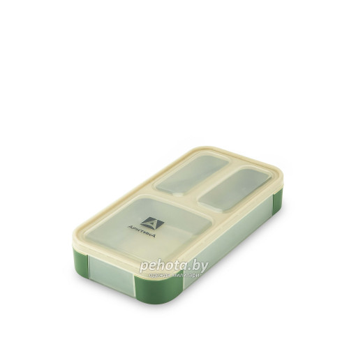 Ланч-бокс с отделениями на 0.42л 034-420 Зеленый/Бежевый | Арктика фото 5