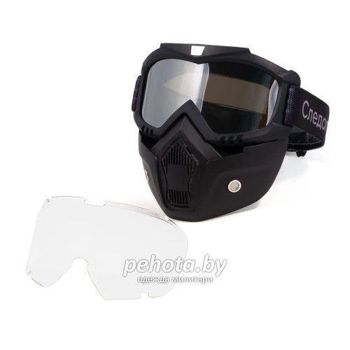 Маска мотоциклетная/снегоходная M7 PF-SMG-06 линза chrome silver + transparent | Следопыт фото 12