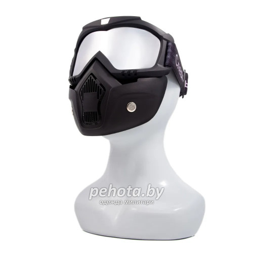 Маска мотоциклетная/снегоходная M7 PF-SMG-06 линза chrome silver + transparent | Следопыт фото 4