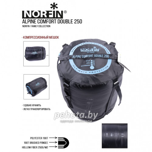 Мешок-одеяло спальный ALPINE COMFORT DOUBLE Grey/Blue NFL-30240 | Norfin фото 5