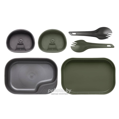 Набор посуды 6 предметов CAMP-A-BOX DUO LIGHT Olive/Dark Grey | WILDO фото 1