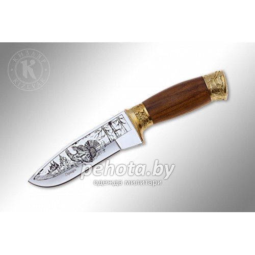 Нож Глухарь Художественное оформленный Латунь | Кизляр фото 1