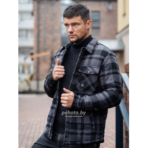 Рубашка Square+padded 3545 grey check | Vintage Industries фото 9