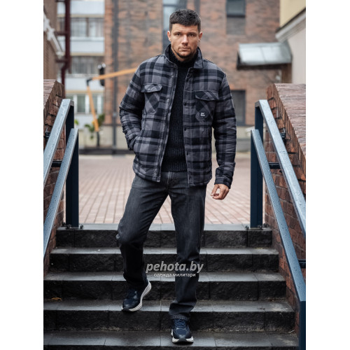 Рубашка Square+padded 3545 grey check | Vintage Industries фото 12