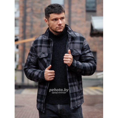 Рубашка Square+padded 3545 grey check | Vintage Industries фото 1