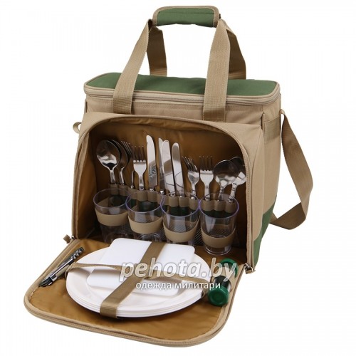 Сумка-холодильник с набором посуды 4100-4 Зеленый | Арктика фото 2