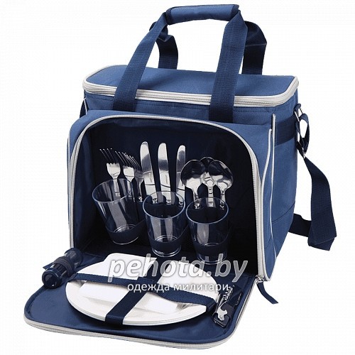 Сумка-холодильник с набором посуды 4100-3 Синяя | Арктика фото 2