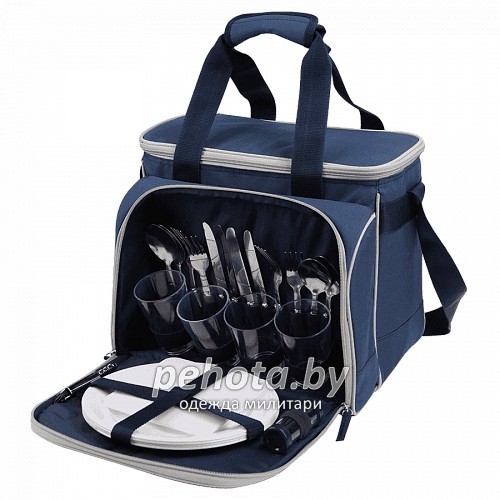 Сумка-холодильник с набором посуды 4100-4 Синяя | Арктика фото 2