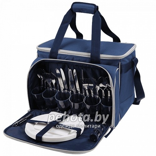 Сумка-холодильник с набором посуды 4100-6 Синяя | Арктика фото 2
