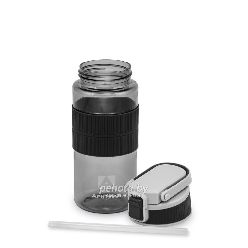 Бутылка с манжетой и трубочкой 550 мл 722-550 Черный | Арктика фото 4