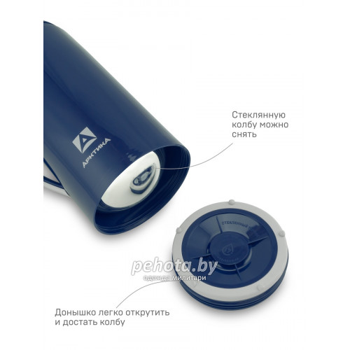 Термос Питьевой со стеклянной колбой 1700мл 1010-1700-BL синий | Арктика фото 5