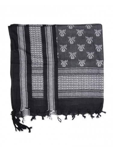 Арафатка Шемаг Skull черно-белый | Mil-tec