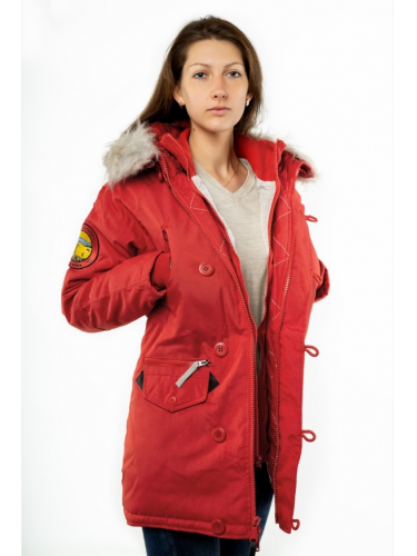 Куртка Аляска женская OXFORD Simple Red / White Grey | Apolloget