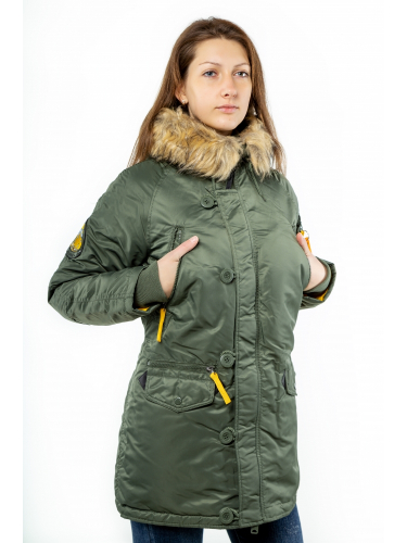 Куртка Аляска женская WMN Sage Green/Yellow | Apolloget