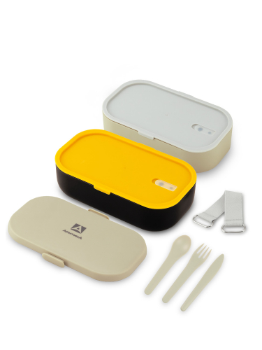 Ланч-бокс с 2 контейнерами на 1.35л 031-1350 Черный/Бежевый | Арктика