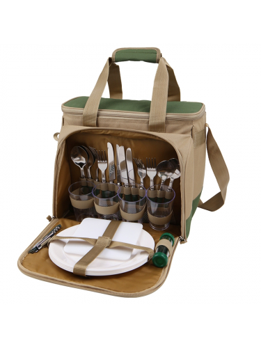 Сумка-холодильник с набором посуды 4100-4 Зеленый | Арктика