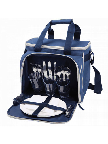 Сумка-холодильник с набором посуды 4100-3 Синяя | Арктика