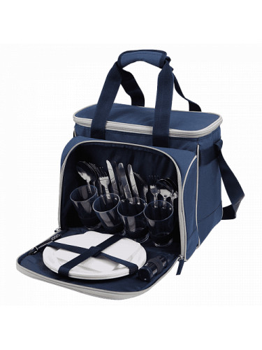 Сумка-холодильник с набором посуды 4100-4 Синяя | Арктика