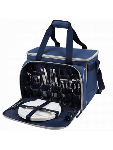 Сумка-холодильник с набором посуды 4100-6 Синяя | Арктика