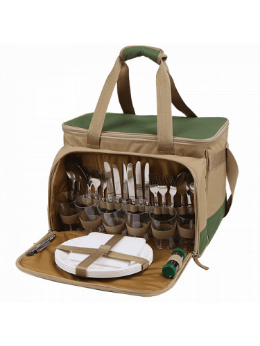 Сумка-холодильник с набором посуды 4100-6 Зеленая | Арктика