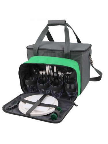 Сумка-холодильник с набором посуды для напитков 4200-4 Серый | Арктика