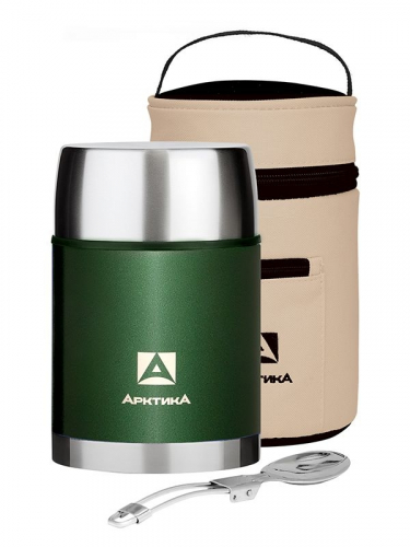 Термос для еды в чехле 800мл 306-800A Зеленый | Арктика