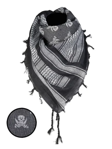 Арафатка Шемаг Skull черно-белый | Mil-tec