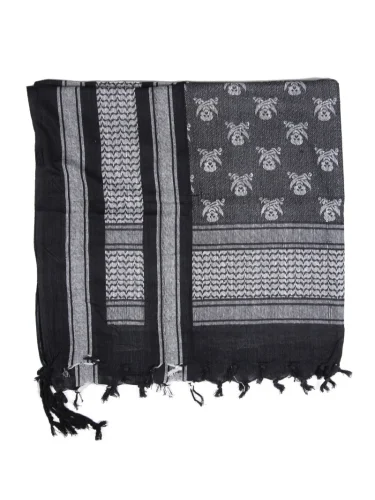 Арафатка Шемаг Skull черно-белый | Mil-tec