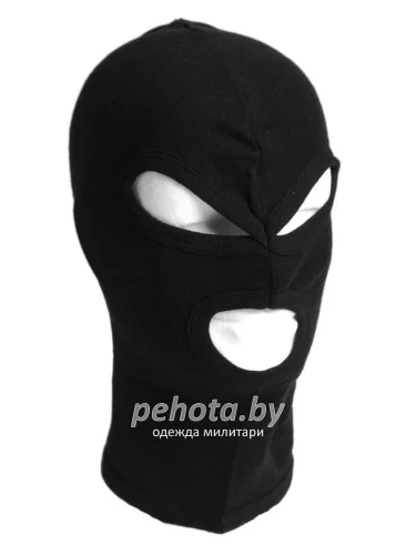 Балаклава трех-точечная хлопковая Black | Mil-tec