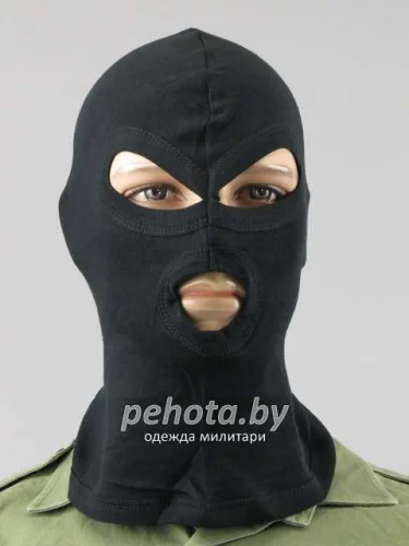 Балаклава трех-точечная хлопковая Black | Mil-tec