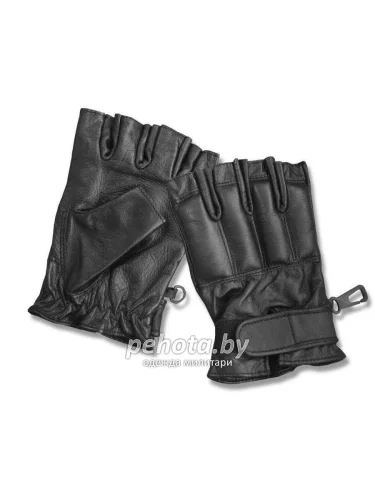 Перчатки тактические кожаные без пальцев DEFENDER Black | Mil-tec