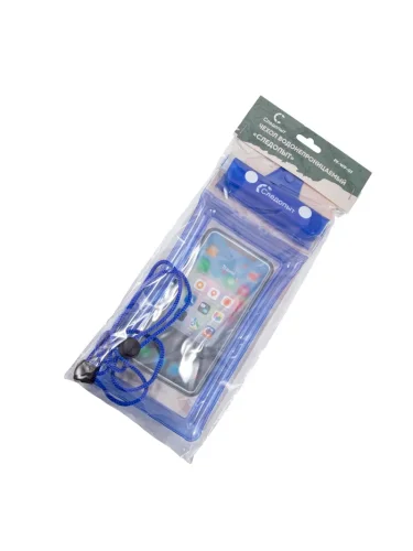 Чехол водонепроницаемый для смартфона 6,5" с шнурком голубой PF-WP-07 | Следопыт