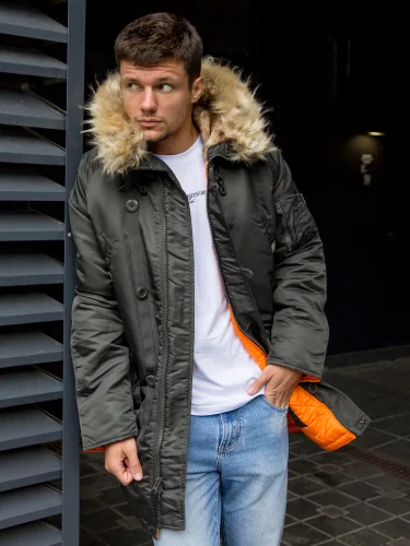 Куртка Аляска HUSKY Long Beluga/Orange | Apolloget