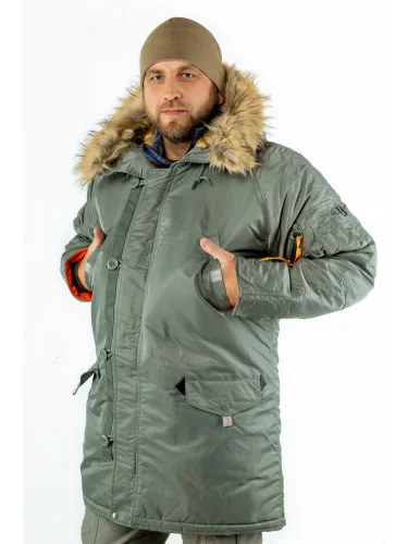Куртка Аляска HUSKY Long Olive/Orange | Apolloget