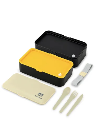 Ланч-бокс с 2 контейнерами на 1.2л 032-1200 Черный/Бежевый | Арктика