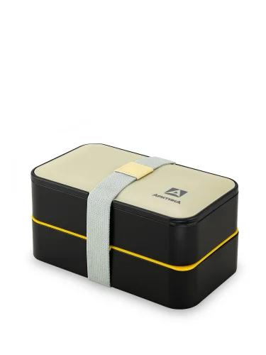 Ланч-бокс с 2 контейнерами на 1.2л 032-1200 Черный/Бежевый | Арктика