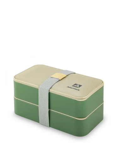 Ланч-бокс с 2 контейнерами на 1.2л 032-1200 Зеленый/Бежевый | Арктика