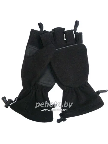 Перчатки Klapphandschuhe fleece Black | Mil-Tec