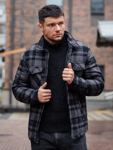 Рубашка Square+padded 3545 grey check | Vintage Industries
