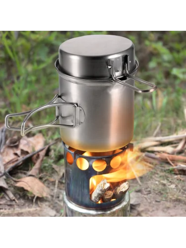 Щепочница с набором посуды AJ-ZH01 Steel | Поход