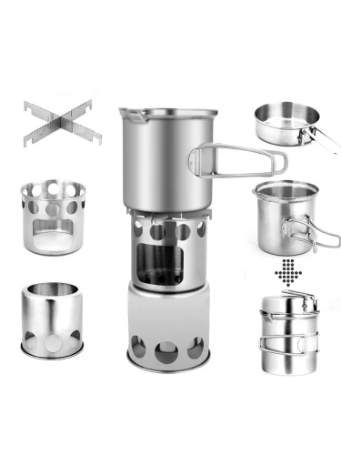 Щепочница с набором посуды AJ-ZH01 Steel | Поход