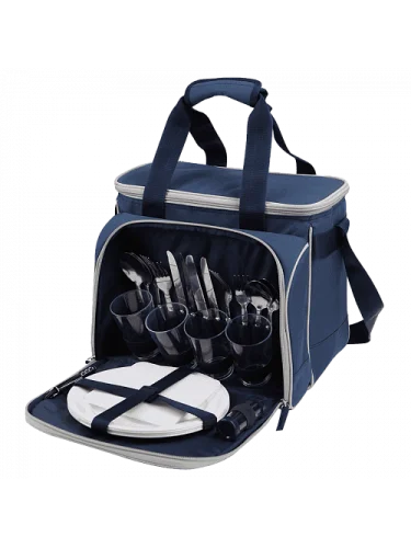 Сумка-холодильник с набором посуды 4100-4 Синяя | Арктика