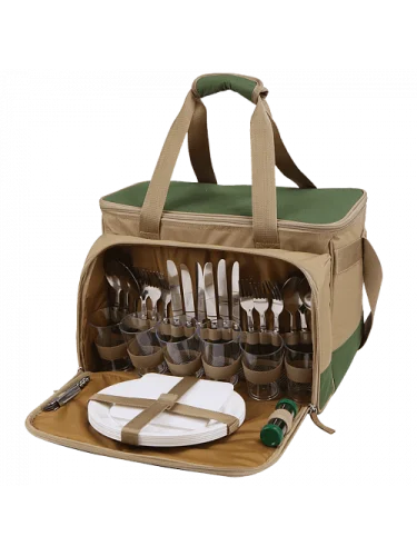 Сумка-холодильник с набором посуды 4100-6 Зеленая | Арктика